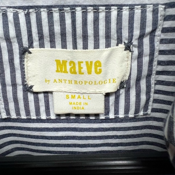 Maeve Stripe Tunic Top Womens Small Blue White 1/4 Button Long Sleeve - Picture 4 of 8